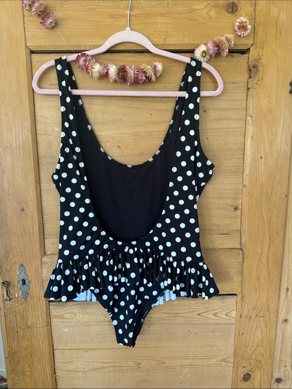 Caroline Constas Tinos Black and White Polka Dot Ruffle One-Piece swimsuit large - Picture 4 of 6